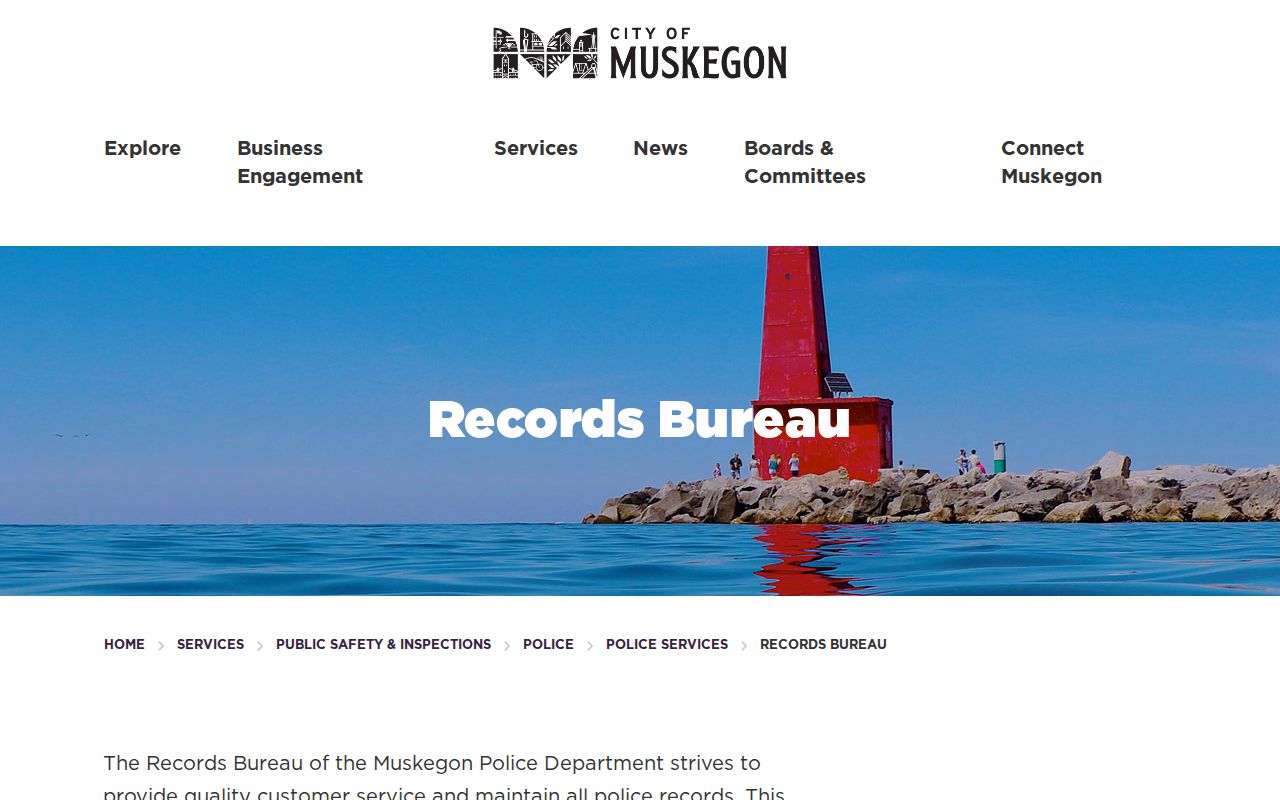 City of Muskegon Police Records Bureau page