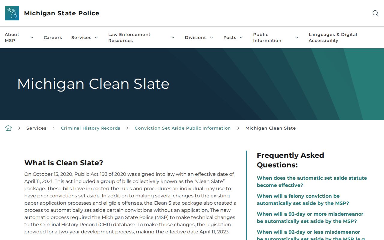 Michigan Clean Slate information relevant to Muskegon County arrest records
